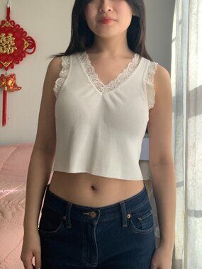 Vintage Cropped Ribbed Tank Top